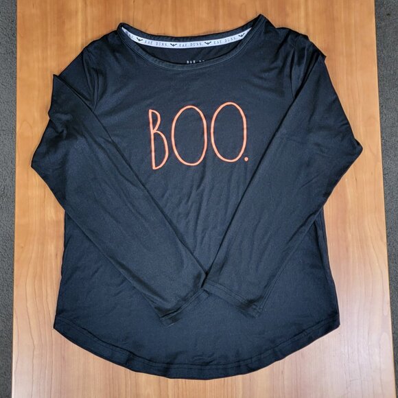 Rae Dunn Black Orange Boo Long Sleeved Tee - S - Picture 2 of 7
